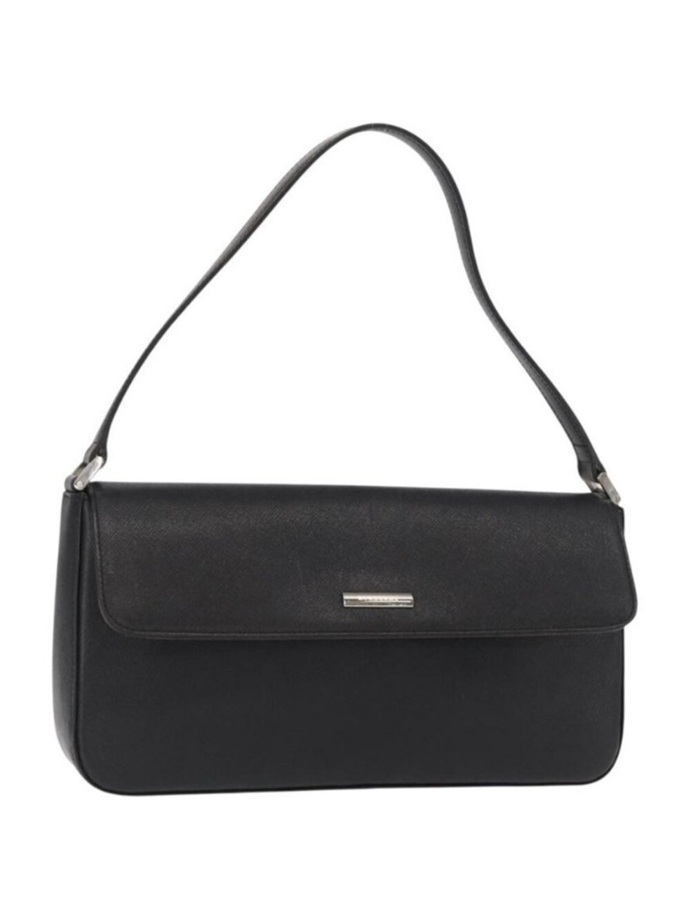 Authentic BURBERRY Shoulder Bag Leather Black Gold